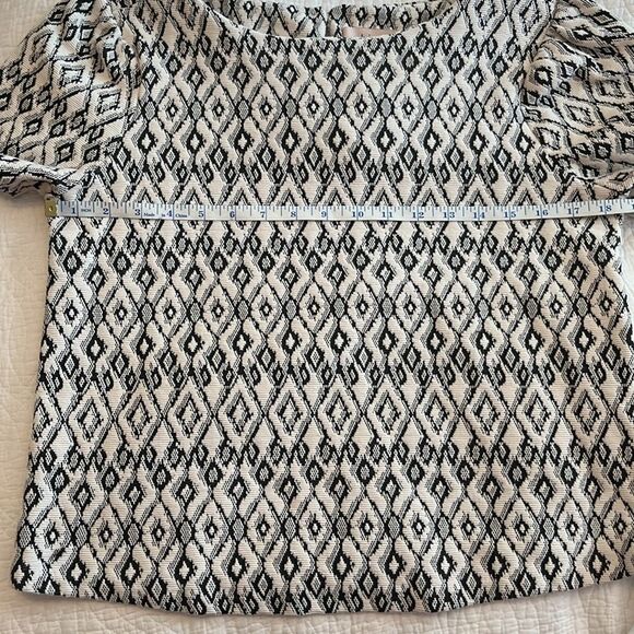 Philosophy Ikat Print Textured Puff Short Sleeve Top Small Geometric Boho Spring - Picture 5 of 8
